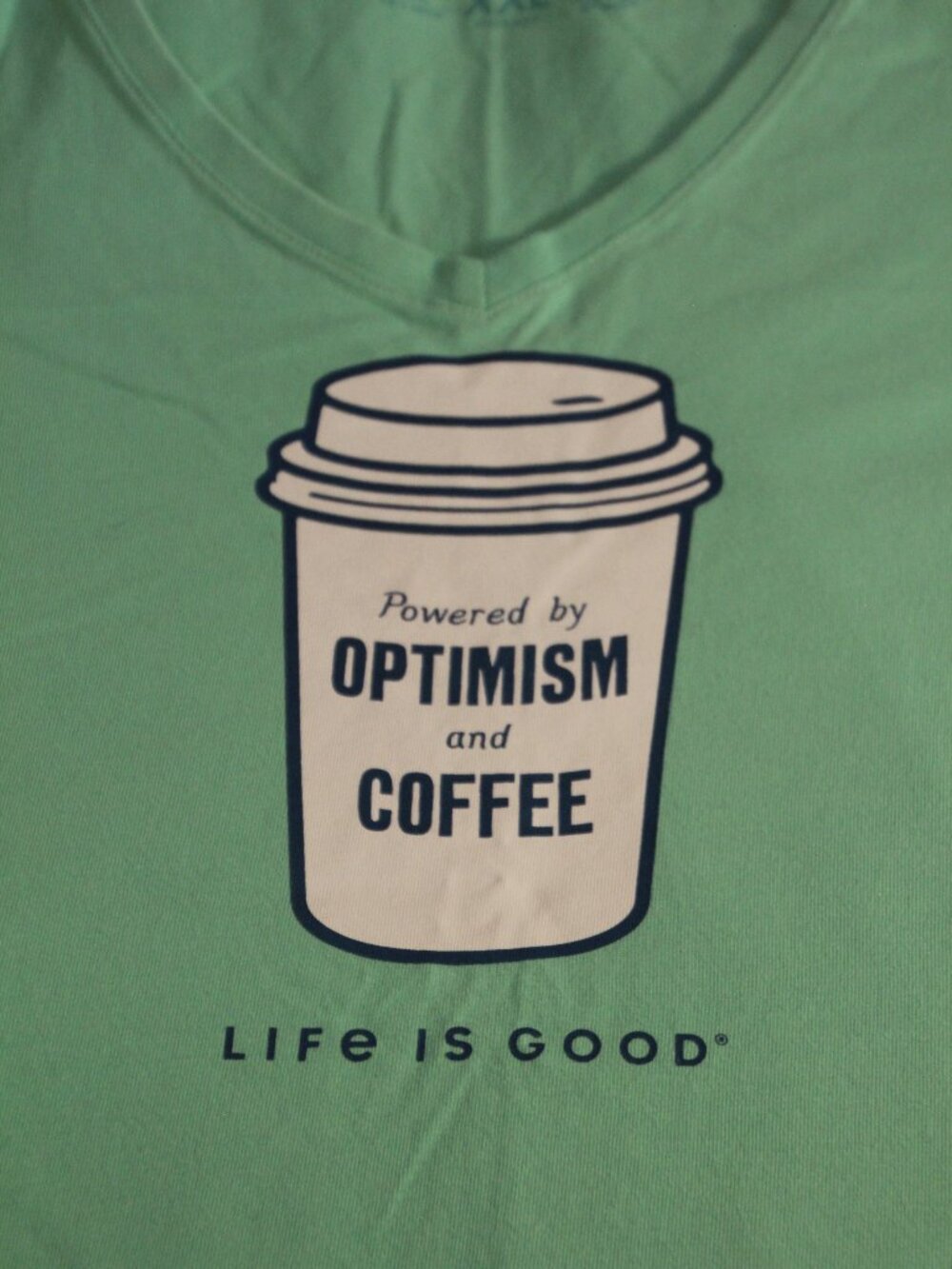 T-shirt V-neck, short sleeved. Size XXL. Life is Good. Like New.